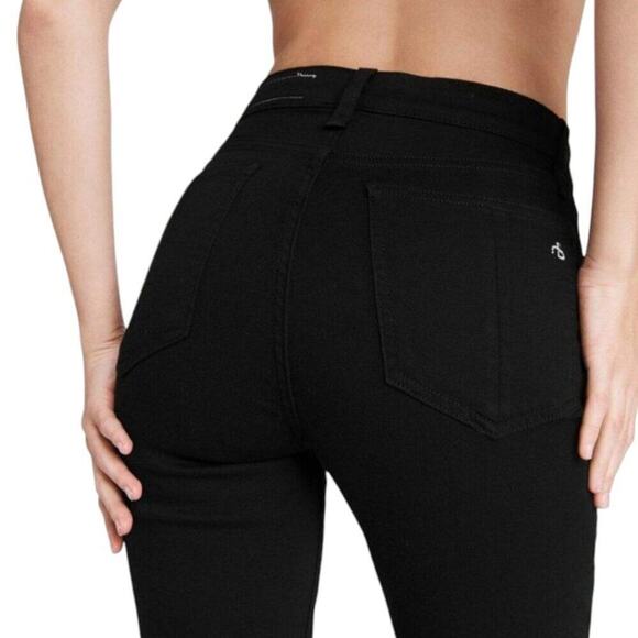 Rag & Bone Nina High-Rise Slim Cigarette Jeans Black Frayed Hem 24W NWT - Picture 8 of 13